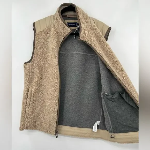 ๐ NWOT Vineyard Vines Nantucket Sherpa Vest Island Khaki Beige Tan Brown Medium - Picture 12 of 16